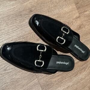 Jeffrey campbell black leather mules